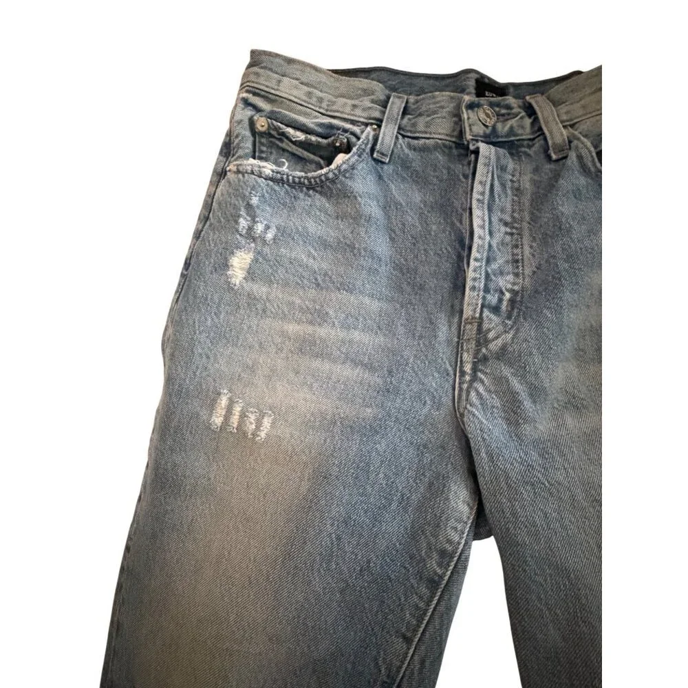 Edwin X Free People Womens Size 27 Blue Cai Long Whiskered Denim Shorts New